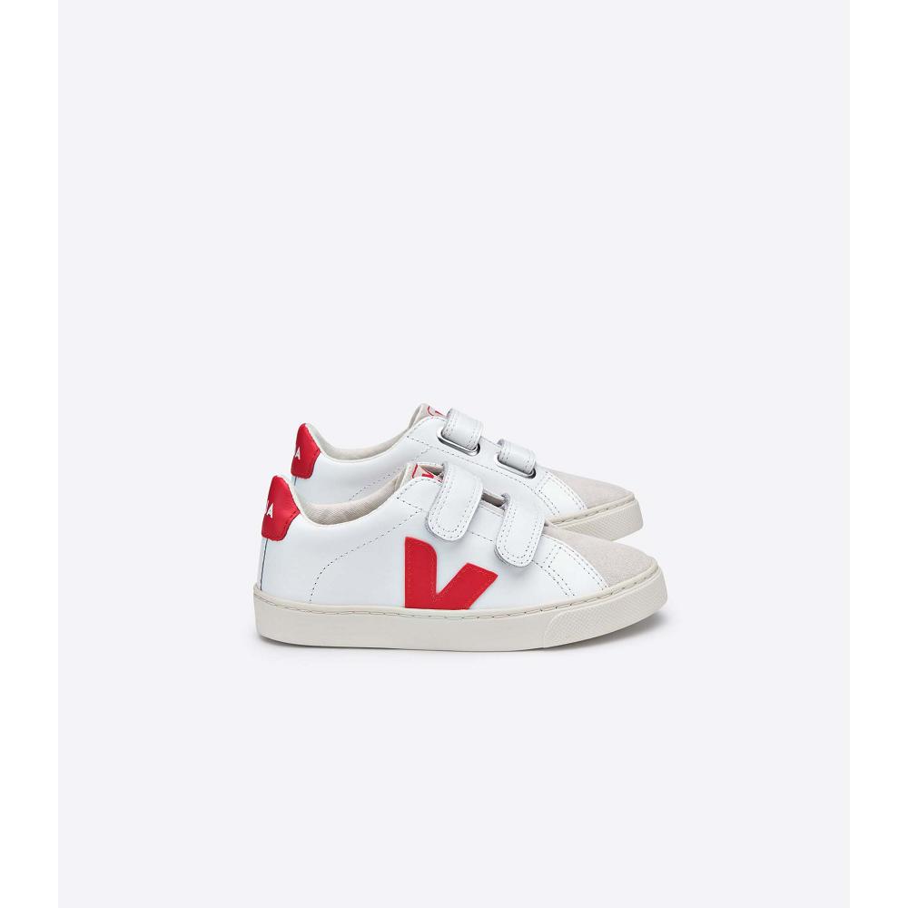 Veja ESPLAR LEATHER Joggesko Barn White/Red | NO 811ILH